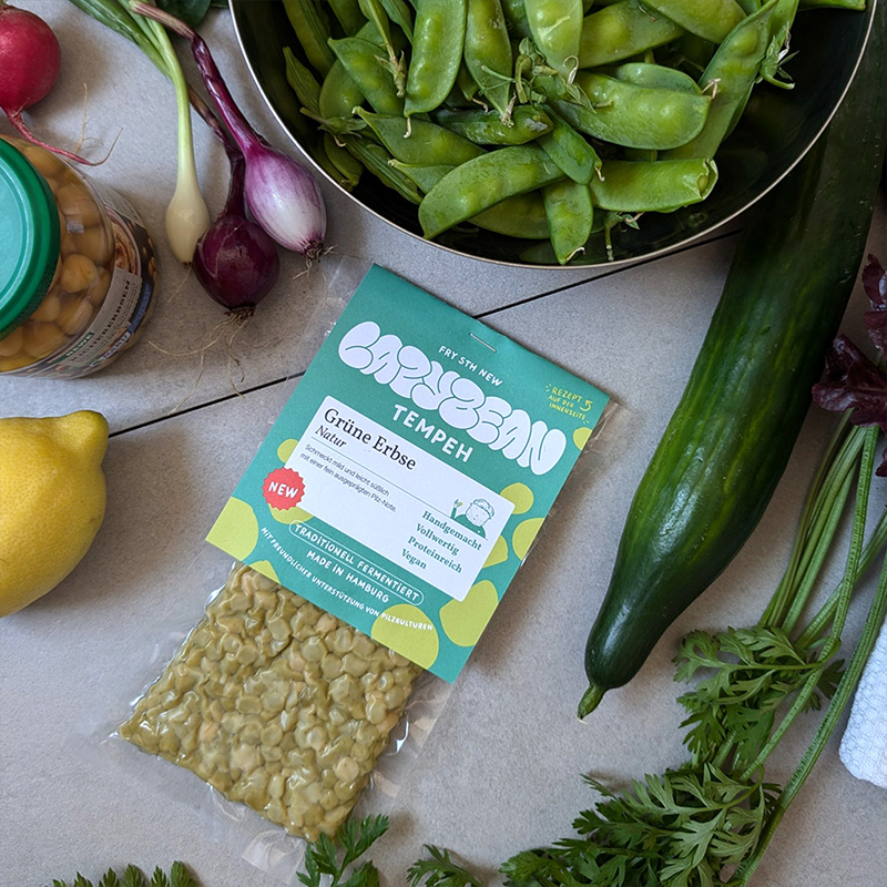 Lazybean Grüne-Erbsen-Tempeh zubereiten — sojafrei, schnell, vegan