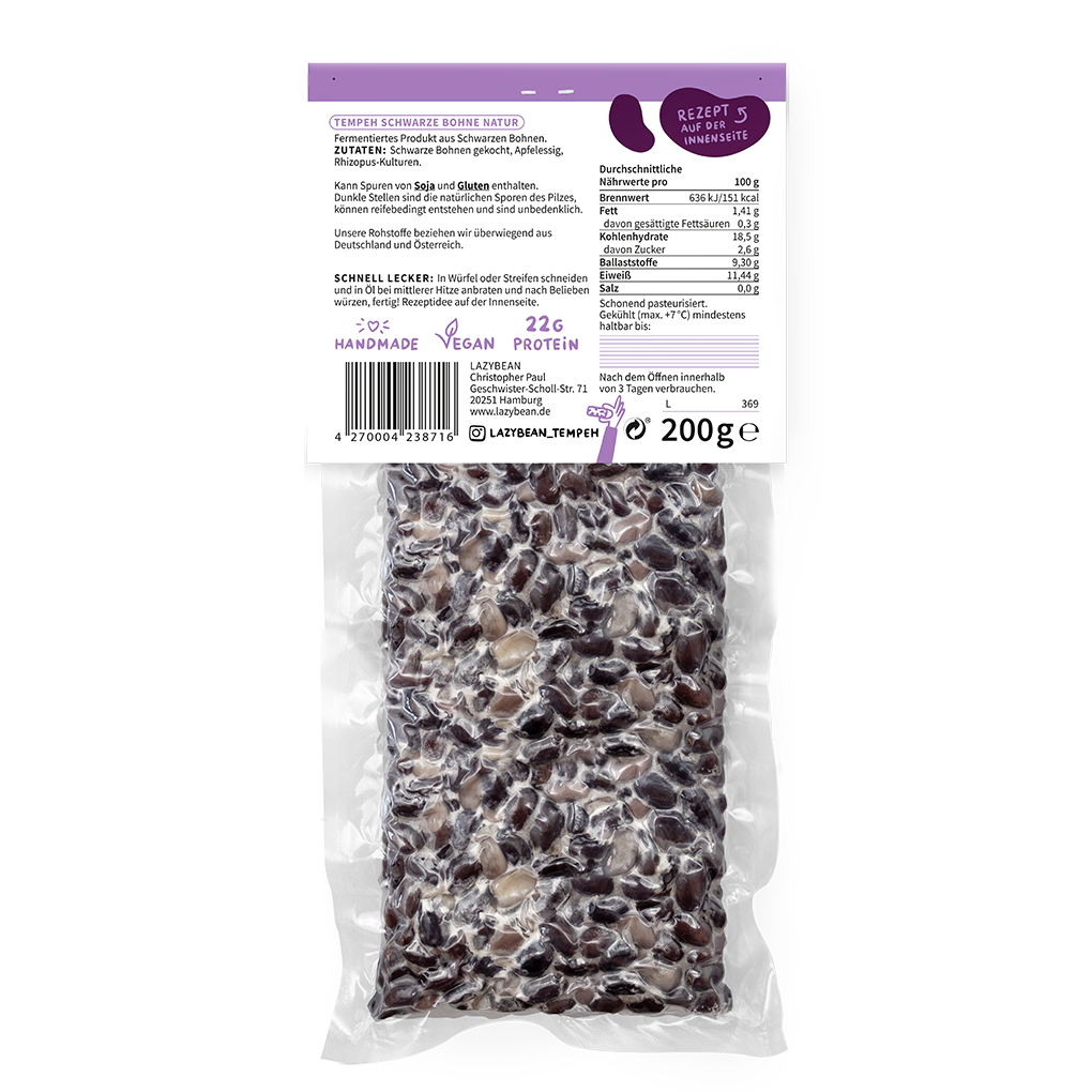 Schwarze Bohnen Tempeh Natur